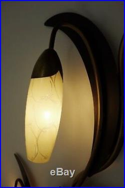 Large & Extremely Rare Mid Century Vintage Sconce Wall Lamp 1950s Italy 3 Lights