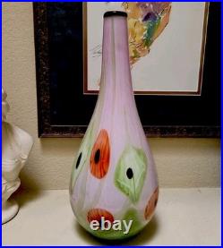 Large Murano Glass Vase Hand-blown Art Millefiori Calla Lilli Heavy Thick rare