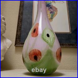 Large Murano Glass Vase Hand-blown Art Millefiori Calla Lilli Heavy Thick rare