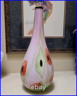 Large Murano Glass Vase Hand-blown Art Millefiori Calla Lilli Heavy Thick rare