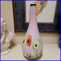 Large Murano Glass Vase Hand-blown Art Millefiori Calla Lilli Heavy Thick rare