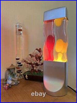 Lava Lamp Original Vintage Dual Groove Tube RARE 16.5 Silver With Red & Yellow