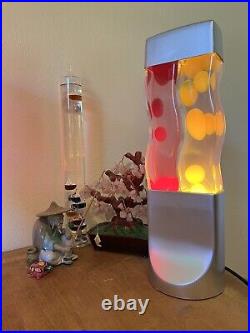 Lava Lamp Original Vintage Dual Groove Tube RARE 16.5 Silver With Red & Yellow