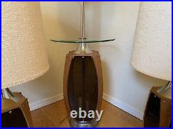 Lawrin Lamps Mid-Century Modern Walnut With Very Rare Floor Lamp. Complete Set