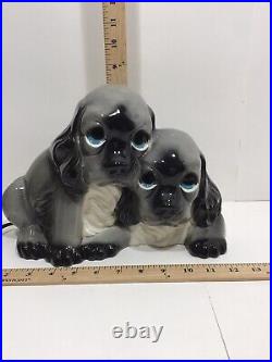 Leland Claes Ceramic Puppy Dogs TV Lamp 1956 Mid Century Vintage RARE