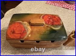 Lou Hoenig Mid Century Modern Ceramic Art Pottery Ashtray Trinket Set Rare As Is