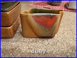 Lou Hoenig Mid Century Modern Ceramic Art Pottery Ashtray Trinket Set Rare As Is