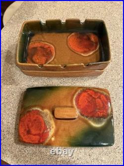 Lou Hoenig Mid Century Modern Ceramic Art Pottery Ashtray Trinket Set Rare As Is