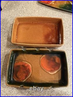 Lou Hoenig Mid Century Modern Ceramic Art Pottery Ashtray Trinket Set Rare As Is