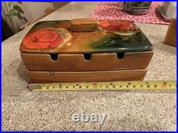 Lou Hoenig Mid Century Modern Ceramic Art Pottery Ashtray Trinket Set Rare As Is