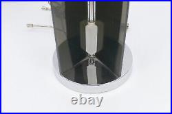Lucite 4-Panel Mid-Century Modern Table Lamp Smoked Chrome Base RARE 25 MCM