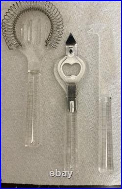 Lucite Silite Vintage-Mid Century Modern 8 Piece Rare Bar Set