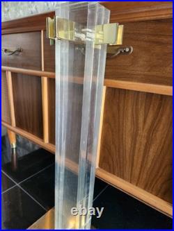 MCM Albrizzi Rare Brass Lucite Fireplace Tool Set Black Resin Handles Italy 1970