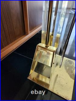 MCM Albrizzi Rare Brass Lucite Fireplace Tool Set Black Resin Handles Italy 1970