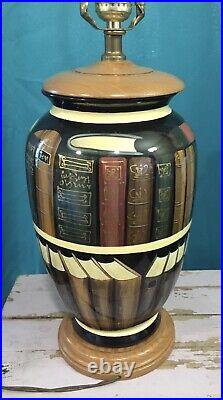 MCM Beautiful Rare Trompe-l'oil Library Book Lamp 1960 BY Jan Showers