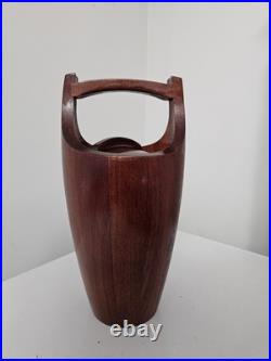 MCM Dansk Staved Teak Ice Bucket by Jens Quistgaard With Rare White Liner