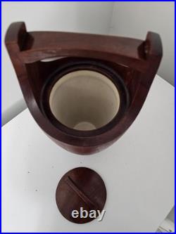 MCM Dansk Staved Teak Ice Bucket by Jens Quistgaard With Rare White Liner
