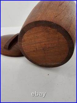 MCM Dansk Staved Teak Ice Bucket by Jens Quistgaard With Rare White Liner