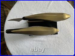 MCM Dara International Sculpture Whales Brass Black Lacquer 1983 Tag $265 RARE