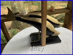 MCM Dara International Sculpture Whales Brass Black Lacquer 1983 Tag $265 RARE