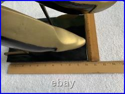 MCM Dara International Sculpture Whales Brass Black Lacquer 1983 Tag $265 RARE