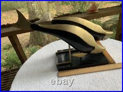 MCM Dara International Sculpture Whales Brass Black Lacquer 1983 Tag $265 RARE