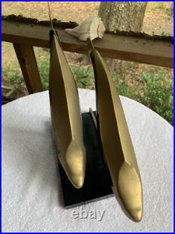 MCM Dara International Sculpture Whales Brass Black Lacquer 1983 Tag $265 RARE MCM Dara International Sculpture Whales Brass Black Lacquer 1983 Tag $265 RARE