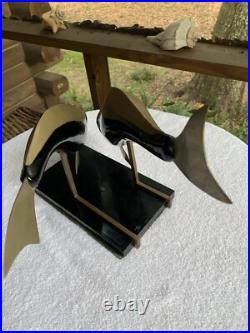 MCM Dara International Sculpture Whales Brass Black Lacquer 1983 Tag $265 RARE MCM Dara International Sculpture Whales Brass Black Lacquer 1983 Tag $265 RARE