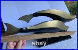 MCM Dara International Sculpture Whales Brass Black Lacquer 1983 Tag $265 RARE MCM Dara International Sculpture Whales Brass Black Lacquer 1983 Tag $265 RARE