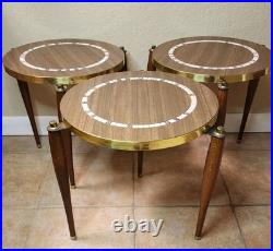 MCM Decorative Set of 3 Capri Atomic Stackable Nesting Tables Laminate/Tile RARE