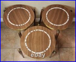 MCM Decorative Set of 3 Capri Atomic Stackable Nesting Tables Laminate/Tile RARE