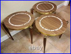 MCM Decorative Set of 3 Capri Atomic Stackable Nesting Tables Laminate/Tile RARE