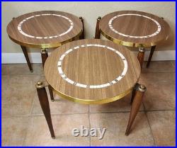 MCM Decorative Set of 3 Capri Atomic Stackable Nesting Tables Laminate/Tile RARE