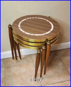 MCM Decorative Set of 3 Capri Atomic Stackable Nesting Tables Laminate/Tile RARE