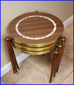 MCM Decorative Set of 3 Capri Atomic Stackable Nesting Tables Laminate/Tile RARE