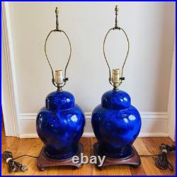 MCM Duly Mitchell Lamp Cobalt Blue Crystalline Glaze Pottery 2 Available RARE