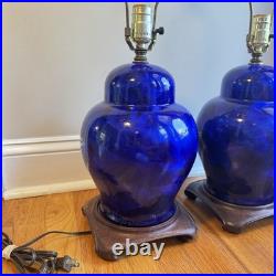 MCM Duly Mitchell Lamp Cobalt Blue Crystalline Glaze Pottery 2 Available RARE