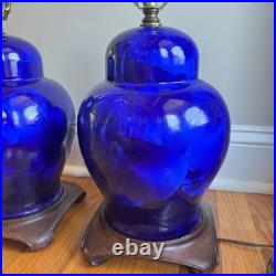 MCM Duly Mitchell Lamp Cobalt Blue Crystalline Glaze Pottery 2 Available RARE
