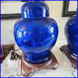 MCM Duly Mitchell Lamp Cobalt Blue Crystalline Glaze Pottery 2 Available RARE