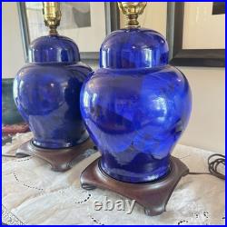 MCM Duly Mitchell Lamp Cobalt Blue Crystalline Glaze Pottery 2 Available RARE