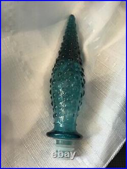 MCM Empoli RARE Vintage Turquoise Italian Glass Hobnail Genie Bottle