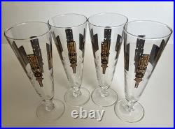 MCM Griffiths Golden Grid Pilsner Glasses USA Mechanical Design Innovation RARE