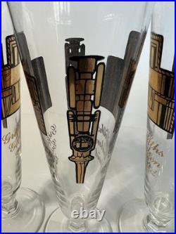 MCM Griffiths Golden Grid Pilsner Glasses USA Mechanical Design Innovation RARE