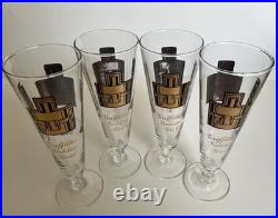 MCM Griffiths Golden Grid Pilsner Glasses USA Mechanical Design Innovation RARE