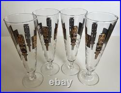 MCM Griffiths Golden Grid Pilsner Glasses USA Mechanical Design Innovation RARE