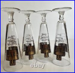 MCM Griffiths Golden Grid Pilsner Glasses USA Mechanical Design Innovation RARE