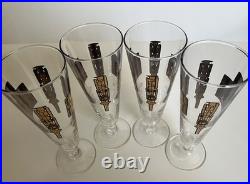 MCM Griffiths Golden Grid Pilsner Glasses USA Mechanical Design Innovation RARE