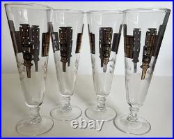 MCM Griffiths Golden Grid Pilsner Glasses USA Mechanical Design Innovation RARE