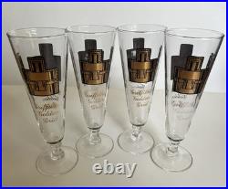 MCM Griffiths Golden Grid Pilsner Glasses USA Mechanical Design Innovation RARE