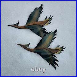 MCM Masketeers 1962 Metal Wood Flying Phoenix Crane Geese Wall Art Set Of 2